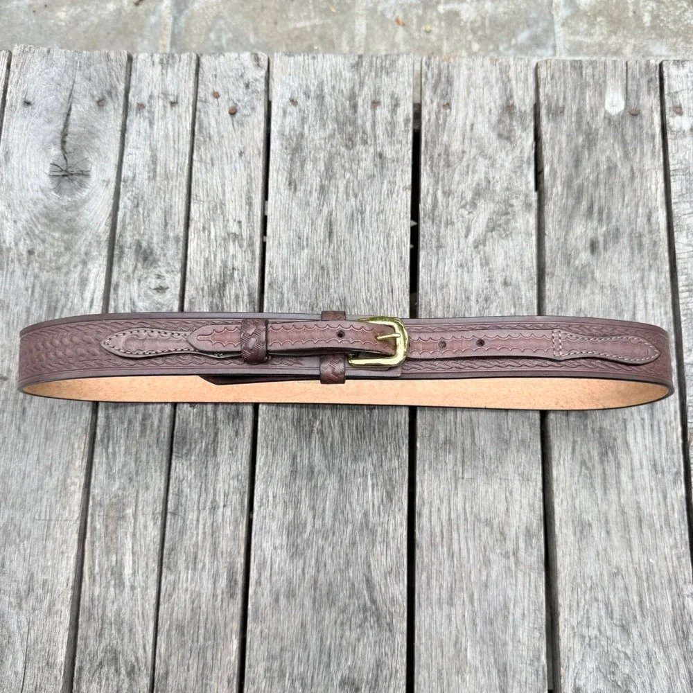 Cabelas Tooled‎ Brown Leather Ranger Belt Men's 42 Western Cowboy 900081F09
